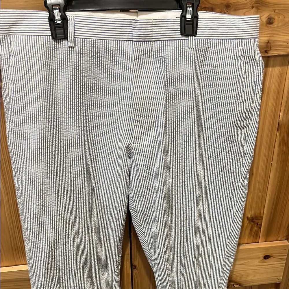 J. Crew Men's Classic Blue and White Pinstripe Pants - Picture 5 of 10